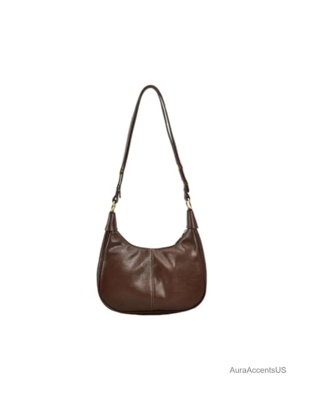 Small Hobo Bag Crescent Shoulder Purse Vegan Leather Brown